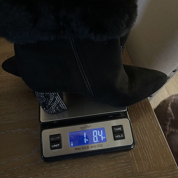 Impo Womens Booties Villa Size 8.5 Rhinestone Heel Fur Trim Memory Foam Side Zip - Picture 9 of 14